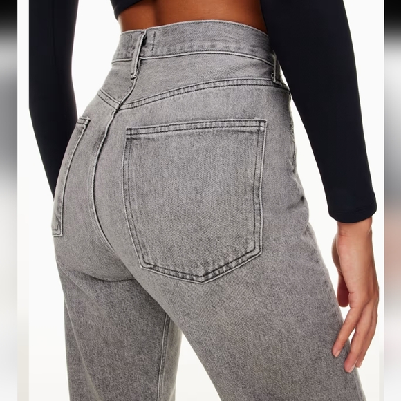 AGOLDE | Women's Mid Grey (Trip) 90's Straight Leg High-Rise Crop Jeans - Picture 3 of 12